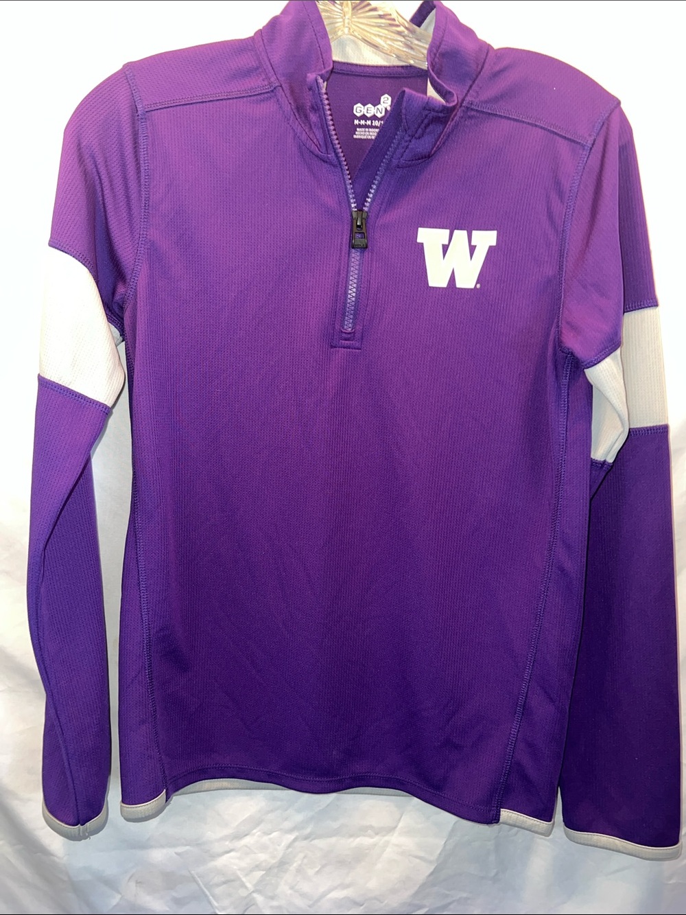 Washington’s Women's Purple Half-Zip Jersey with White Accent - W Logo